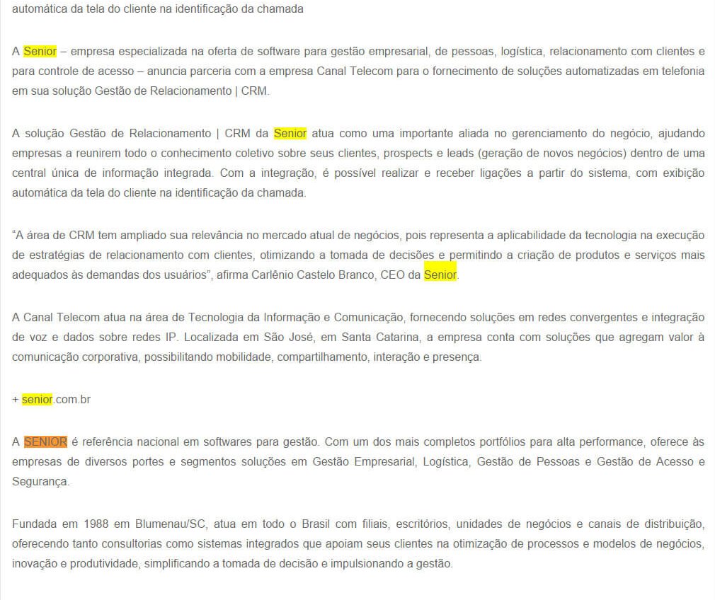 PORTAL SEGS | CRM da Senior ganha funções automatizadas de telefonia