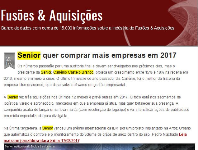 FUSÕES AQUISIÇÕES | Senior quer comprar mais empresas em 2017