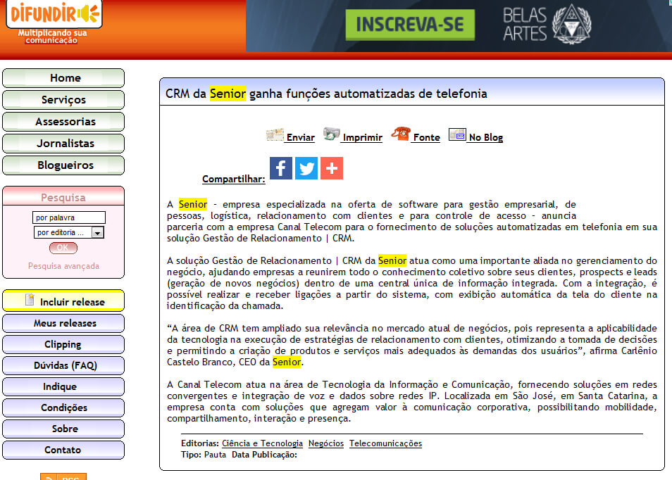 DIFUNDIR | CRM da Senior ganha funções automatizados de telefonia