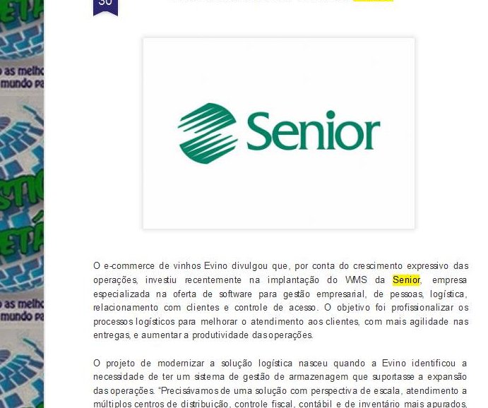 LOGÍSTICA PLANETÁRIA | Evino adota sistema de WMS da Senior.