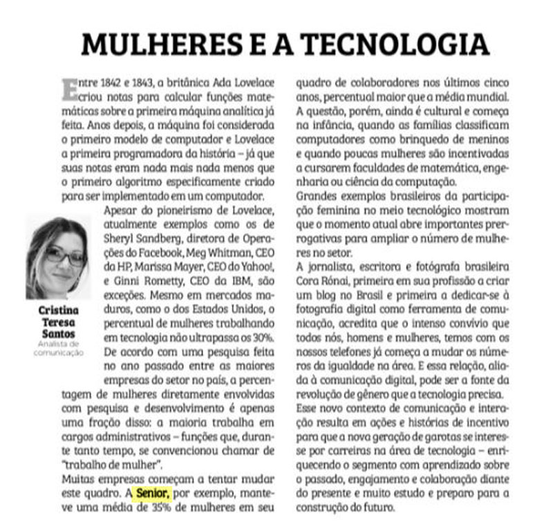 NOTÍCIAS DO DIA | Mulheres e a tecnologia.