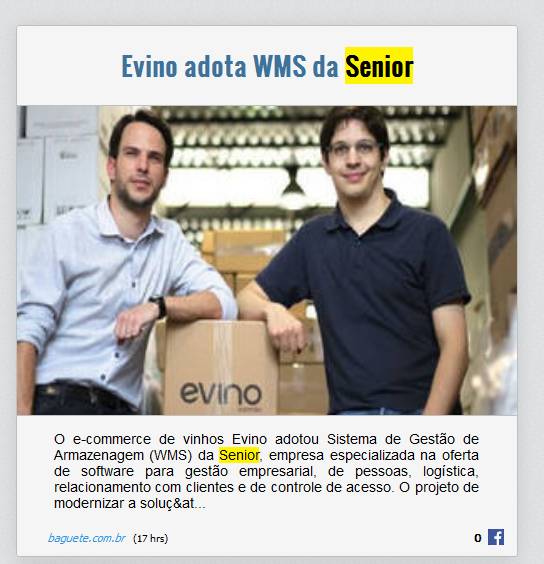 EEXPO NEWS | Evino adota WMS da Senior