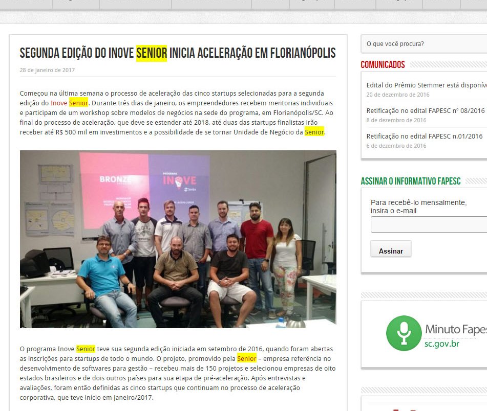 FAPESC | Segunda edição do Inove Senior inicia aceleração em Florianópolis.