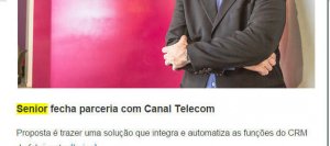 PORTAL ERP | Senior fecha parceria com Canal Telecom