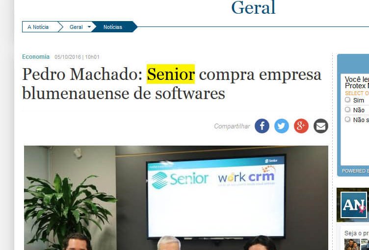 A NOTÍCIA-JOINVILLE | Pedro Machado Senior compra empresa blumenauense de softwares