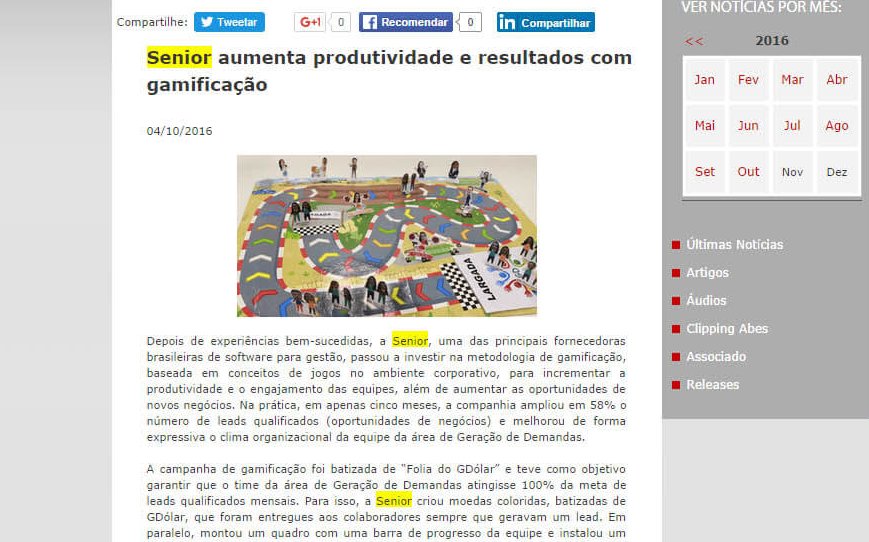 ABES SOFTWARE | Senior aumenta produtividade e resultados com gamificação