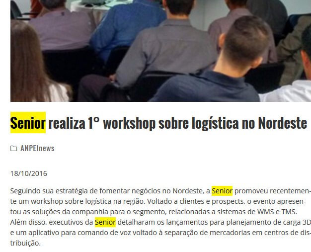 ANPEI | Senior realiza 1° Workshop sobre logística no nordeste
