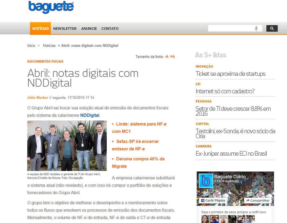 BAGUETE | Abril: notas digitais com NDDigital