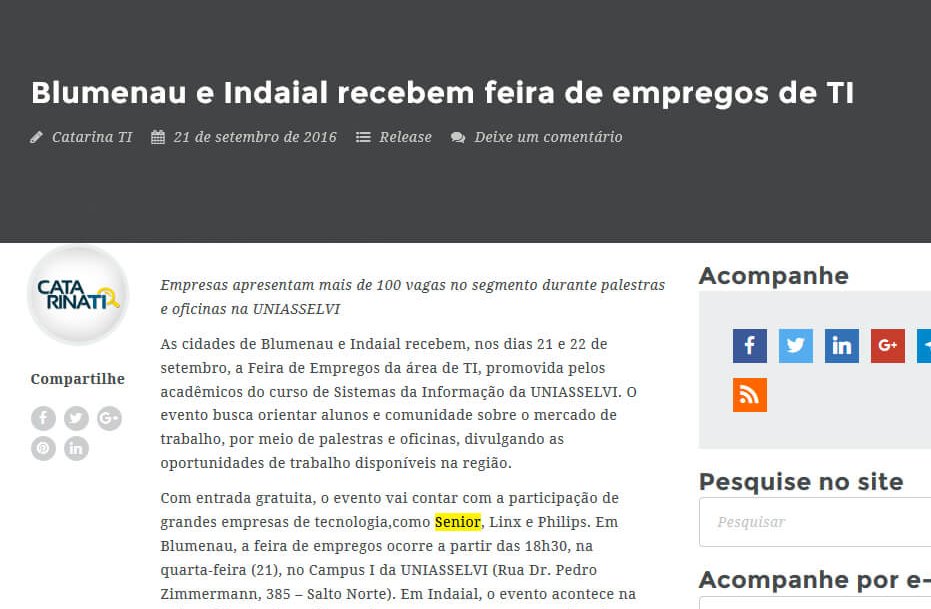 CATARINA TI | Blumenau e indaial recebem feira de empregos de TI