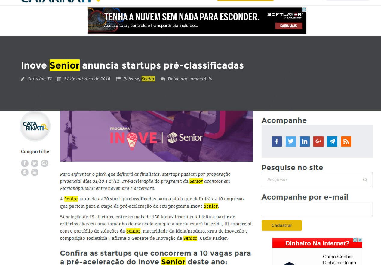 CATARINATI | Inove Senior anuncia Startups Pré-classificadas