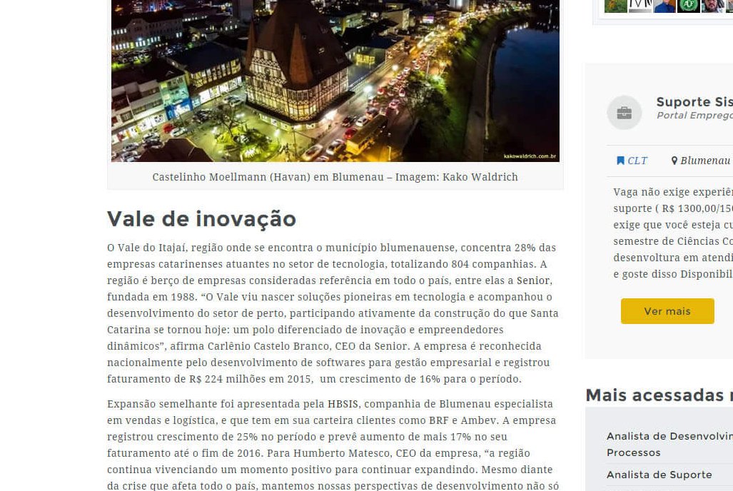CATARINI | Setor tecnológico de Blumenau é o segundo que mais cresce no país