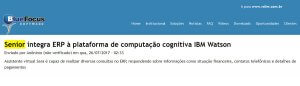 BLUE FOCUS | Senior integra ERP à plataforma de computação cognitiva IBM Watson
