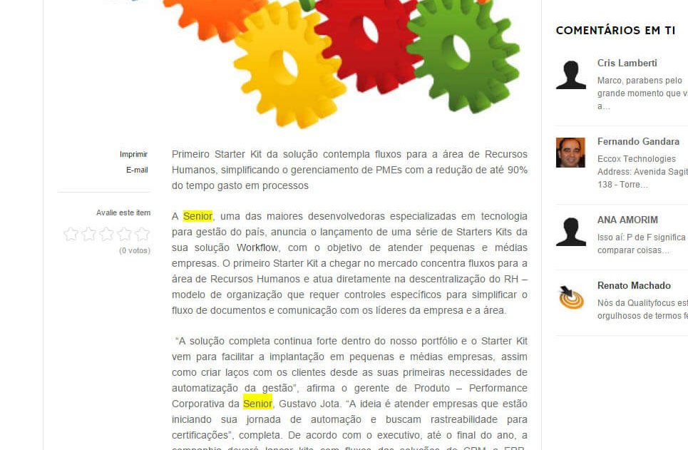 EXECUTIVOS FINANCEIROS | Senior lança workflow para pequenas empresas