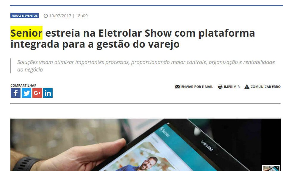 PORTAL ELETROLAR | Senior estreia na Eletrolar Show com plataforma integrada para a gestão do varejo.