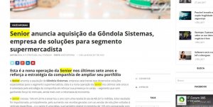 ITFORUM 365 | Senior anuncia aquisição da Gôndola Sistemas, empresa de soluções para segmento supermercadista