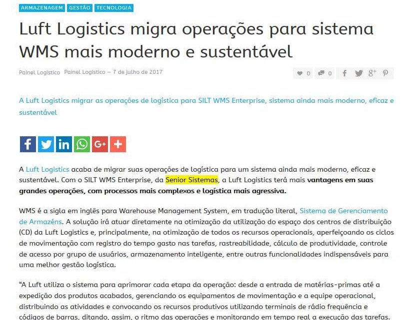 PAINEL LOGÍSTICO | Luft logistics migra operações para sistema WMS mais moderno e sustentável
