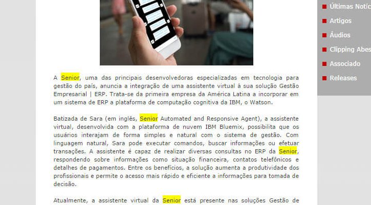ABES SOFTWARE  | Senior é a primeira empresa da américa latina a integrar ERP com a inteligência cognitiva do IBM Watson