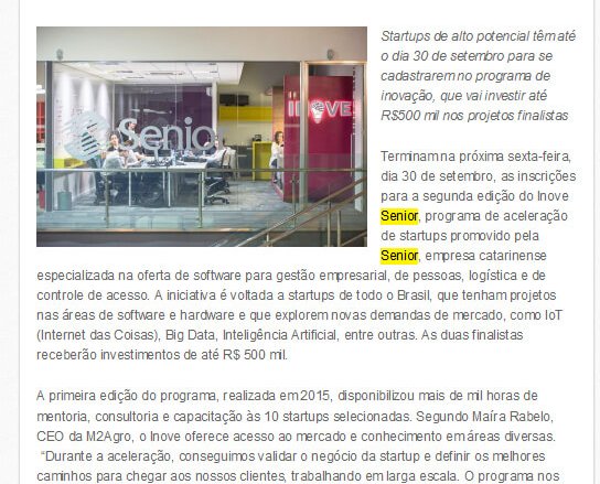 STARTUP SC | Inove senior entra na última semana de inscrições
