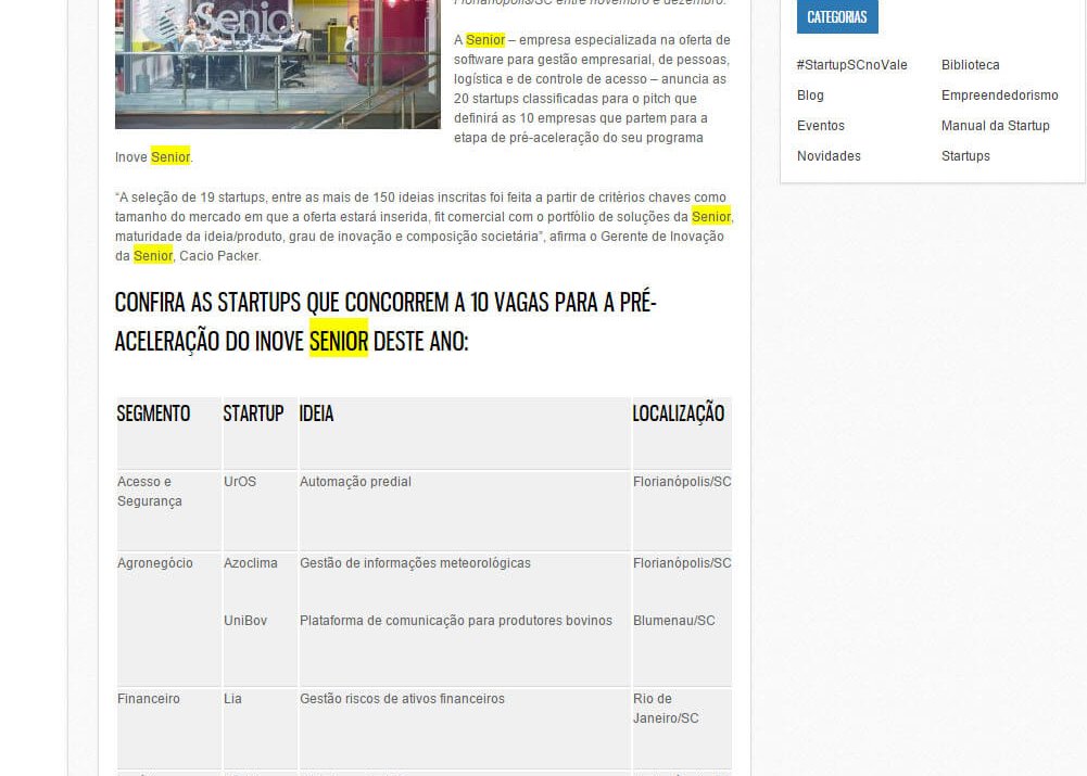 STARTUP SC | Inove senior anuncia Startups Pré-classificadas