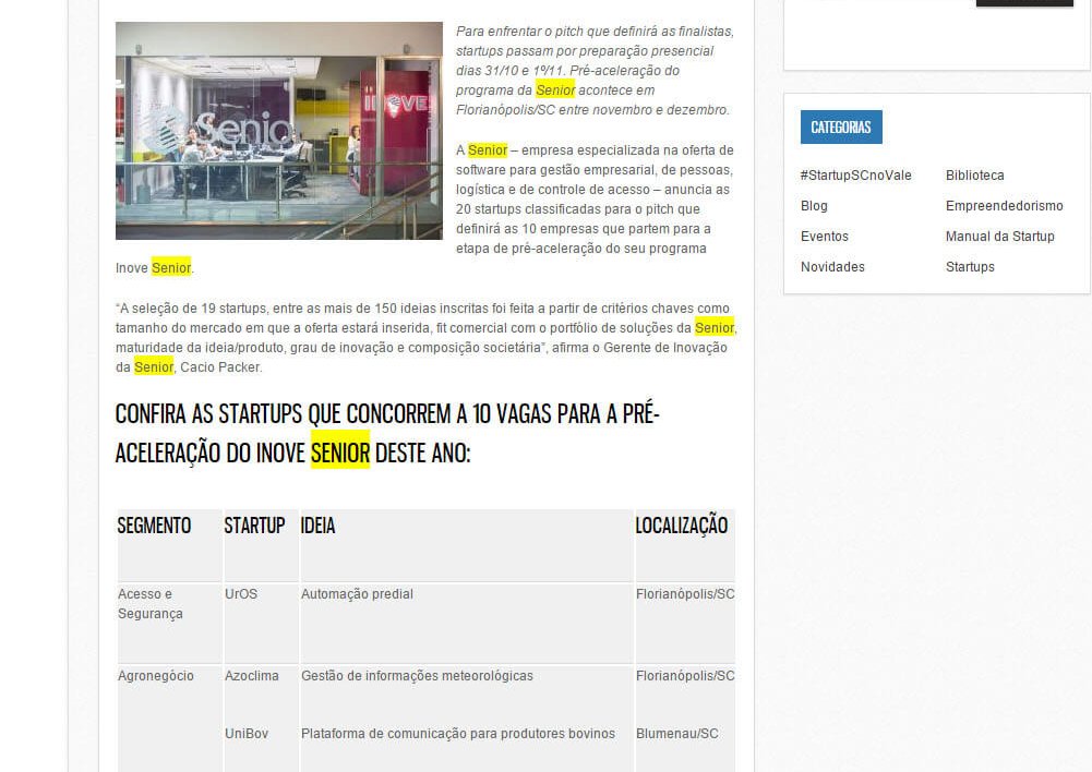 STARTUP SC | Inove Senior anuncia startups pré-classificadas