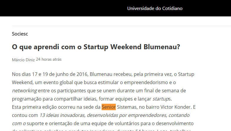 UNIVERSIDADE DO COTIDIANO | O que aprendi com o Startup Weekend Blumenau?