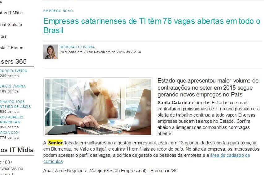 IT FORUM | Empresas catarinenses de TI têm 76 vagas abertas em todo o Brasil