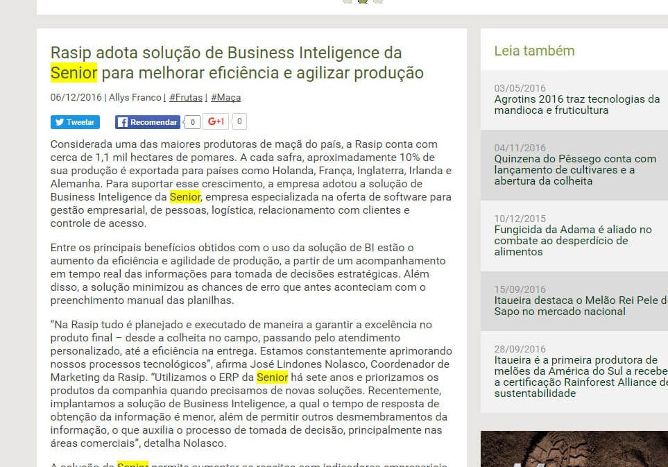 CULTIVAR | Rasip adota solução de Business inteligence da Senior para melhorar eficiência e agilizar produção