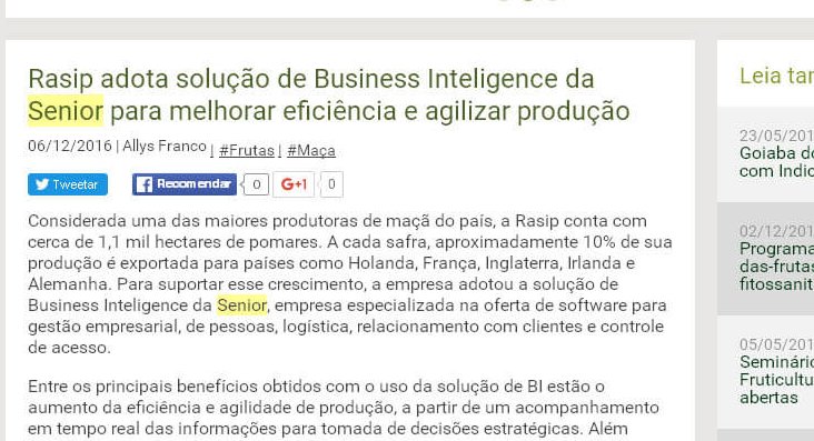 GRUPO CULTIVAR | Rasip adota solução de Business inteligence da Senior para melhorar eficiência e agilizar produção