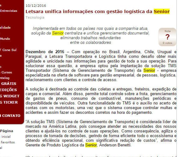 INTELOG | Letsara unifica informações com Gestão Logística da Senior