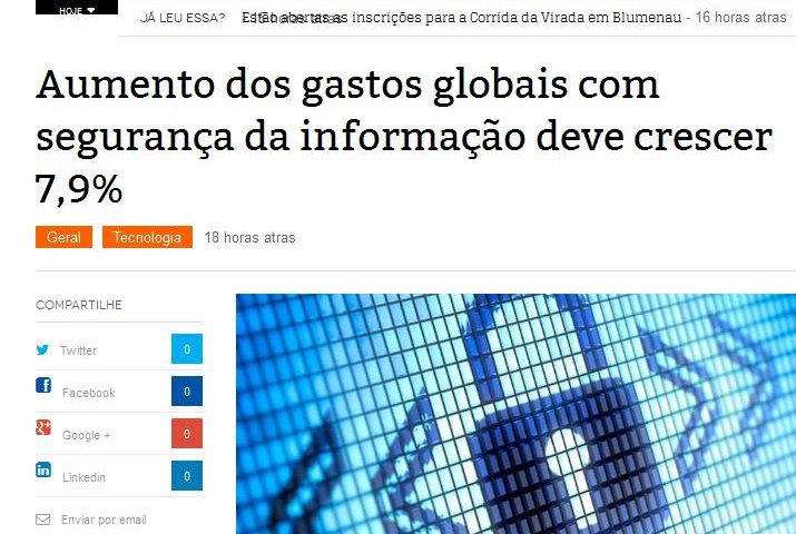 O BLUMENAUENSE | Aumento dos gastos globais com segurança da informação deve crescer 7,9%