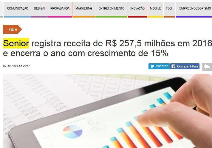 ACONTECENDO AQUI | Senior registra receita de R$ 257,5 milhões em 2016 e encerra o ano com crescimento de 15%