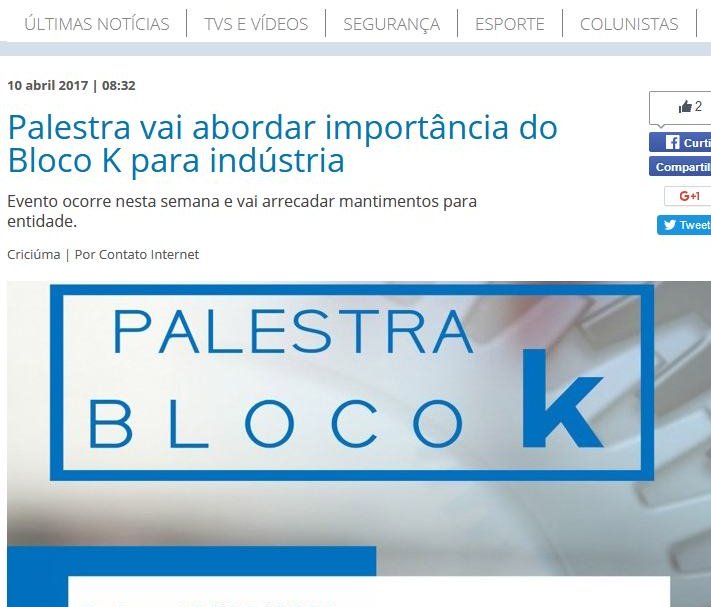 CONTATO NET | Palestra vai abordar importância do Bloco K para indústria