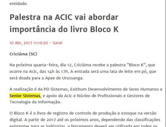 JI NEWS | Palestra na ACIC vai abordar importância do livro Bloco K