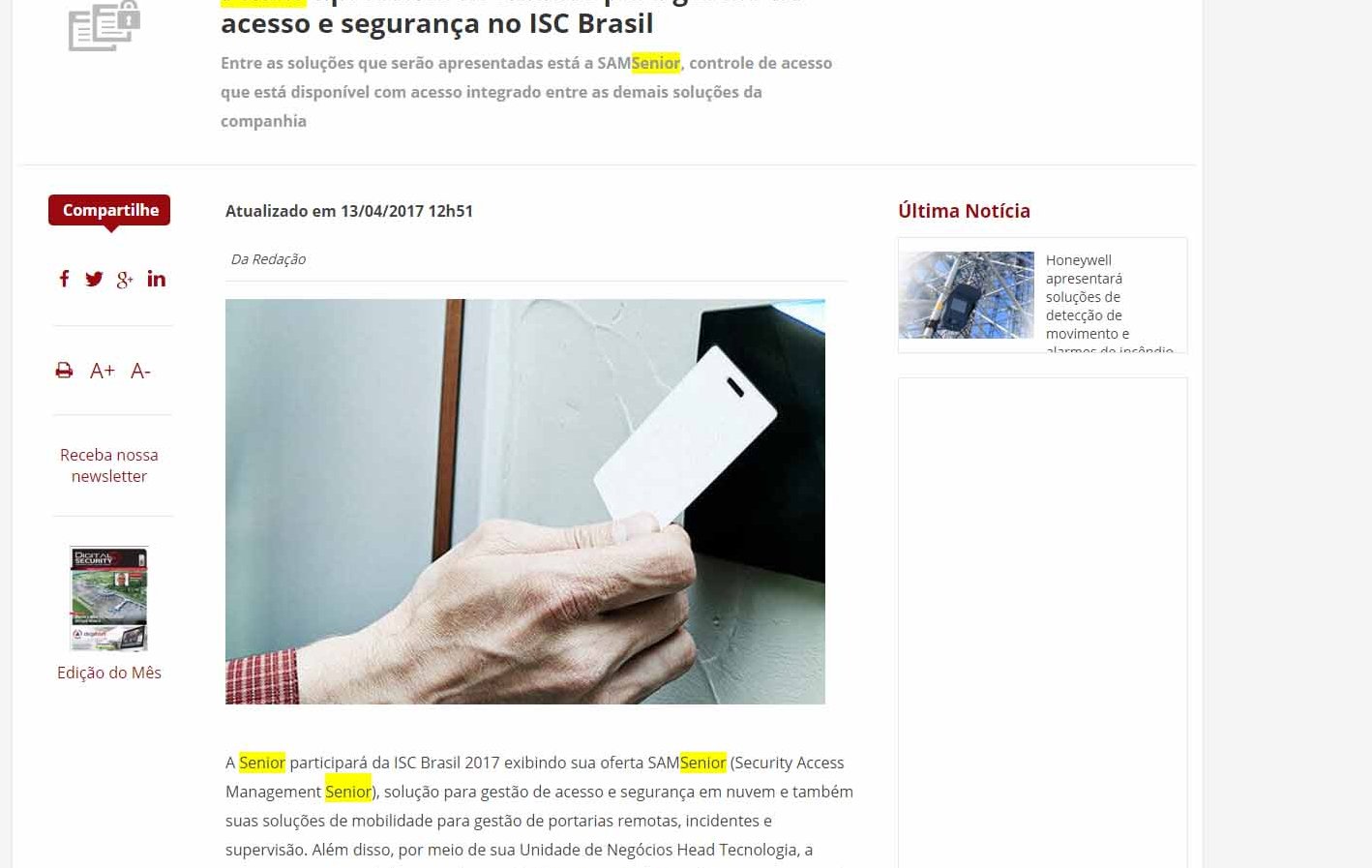 DIGITAL SECURITY | Senior apresenta novidades para Gestão de Acesso e Segurança no ISC Brasil