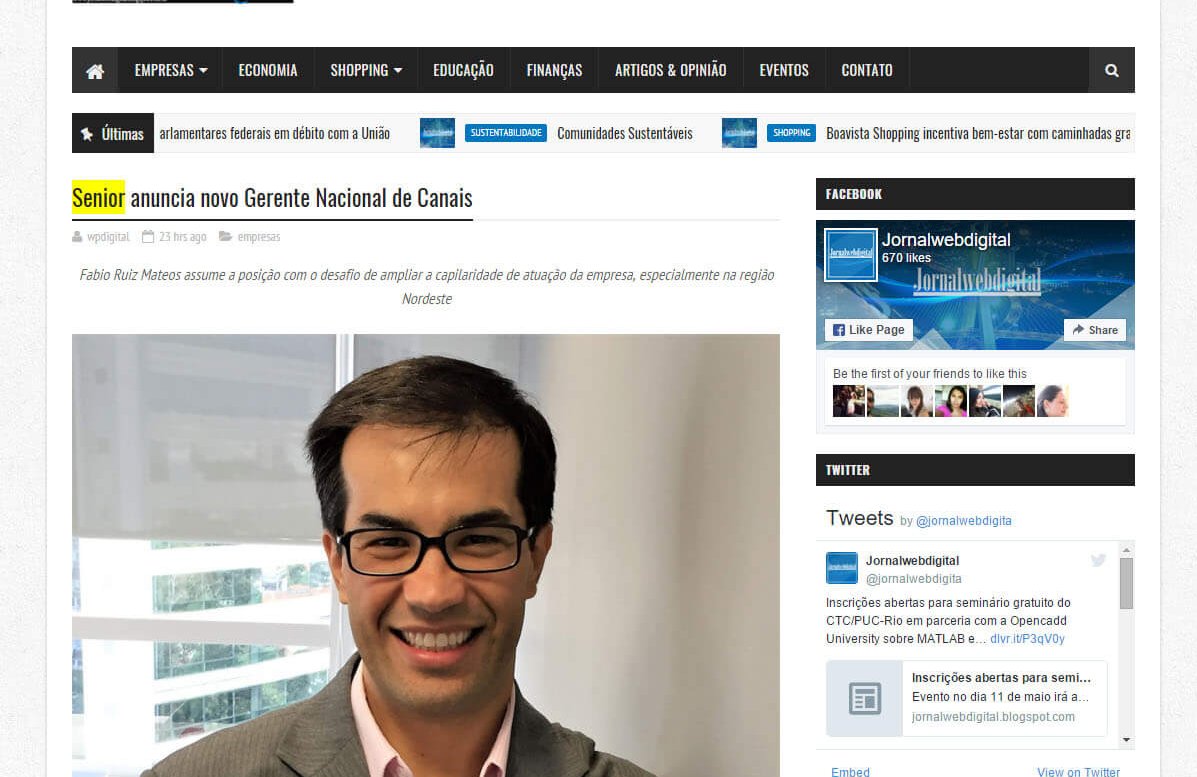 JORNAL WEB DIGITAL | Senior anuncia novo gerente nacional de canais