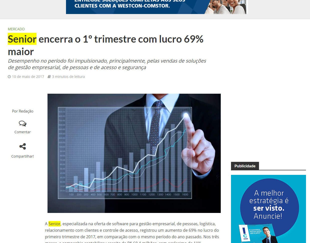 INFOR CHANNEL | Senior encerra o 1 trimestre com lucro 69% maior