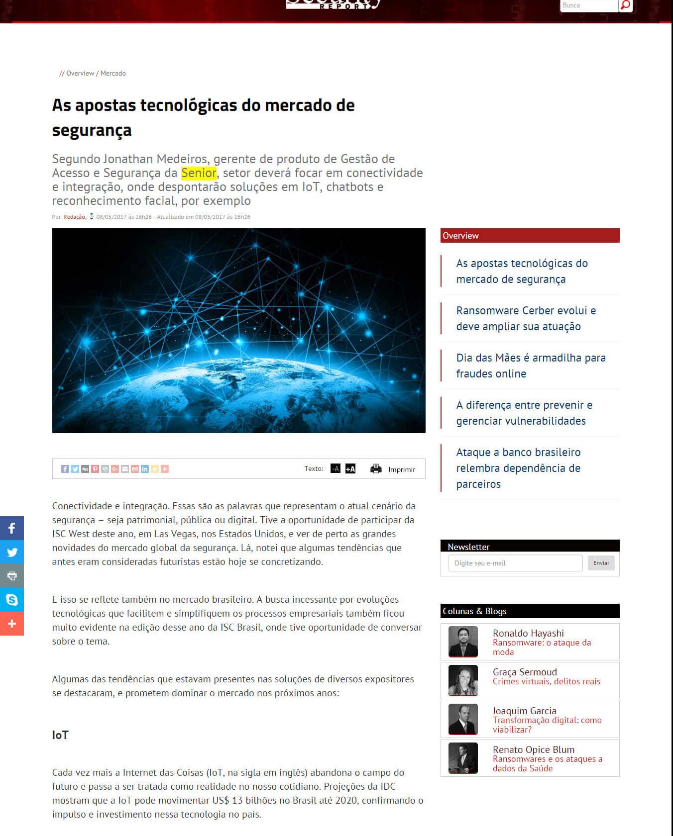 SECUTITY REPORT | As apostas tecnológicas do mercado de segurança