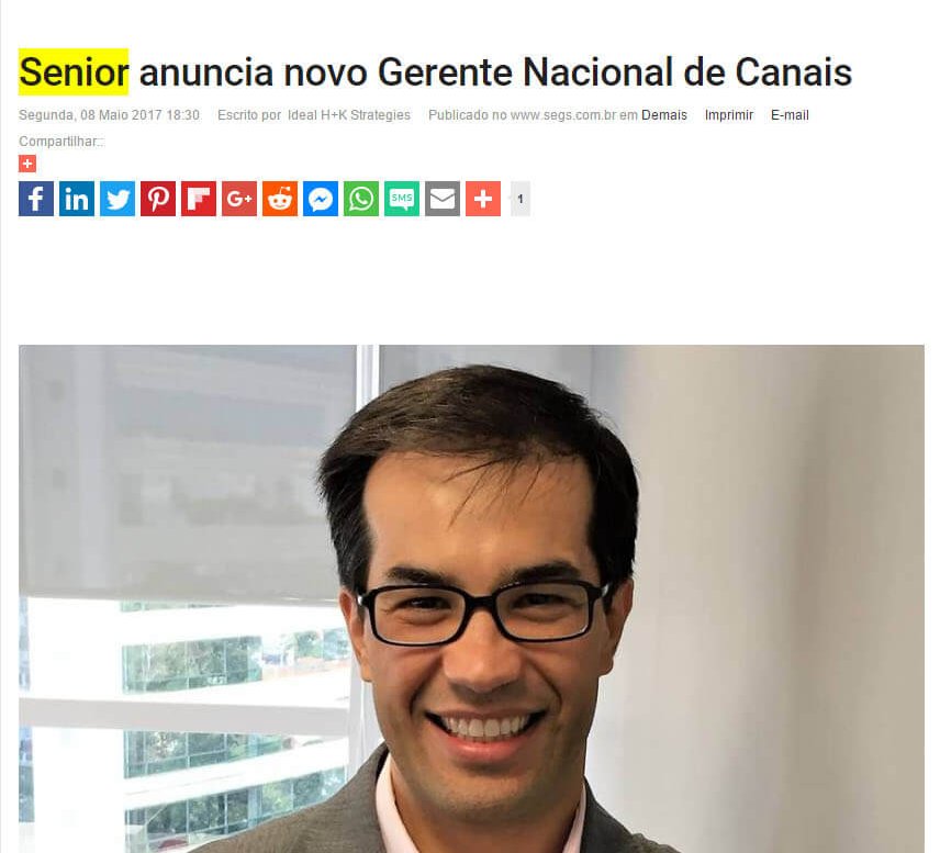 PORTAL SEGS | Senior anuncia novo gerente nacional de canais