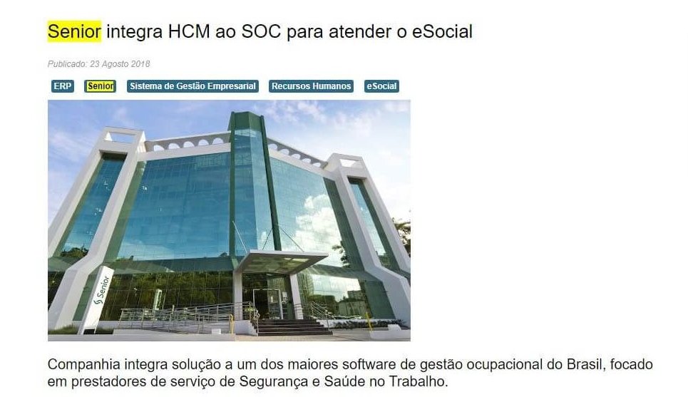 PORTAL ERP | Senior integra HCM ao SOC para atender o eSocial